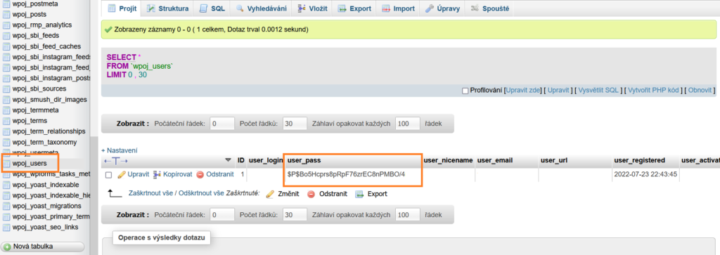 Jak nastavit nové admin heslo ve WordPressu pomocí MySQL