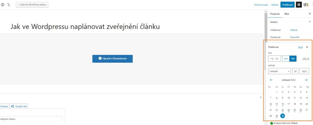 Jak ve WordPressu naplánovat zveřejnění článku