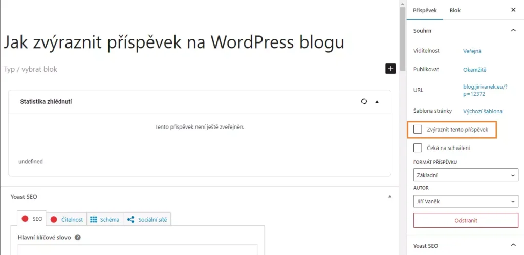 Jak zvýraznit příspěvek na WordPress blogu