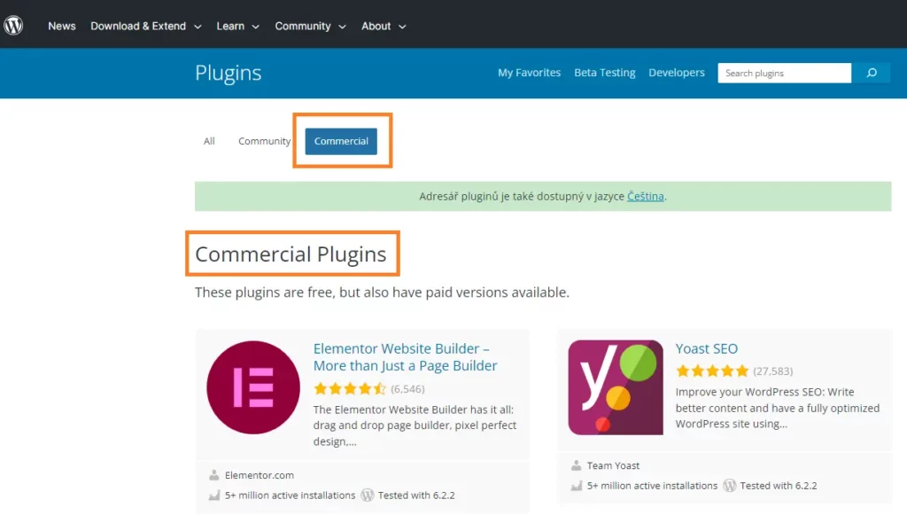 WordPress.org spustil sekci pro komerční pluginy a šablony